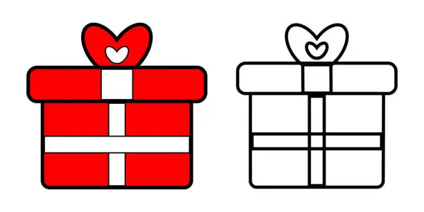 Vector illustration of Gift box icon. Present gift box icon. surprise gift boxes, Surprise present Christmas gift icon. Gift wrapping with ribbons for New Year presents, Valentines Day, party celebration reward and gifts.