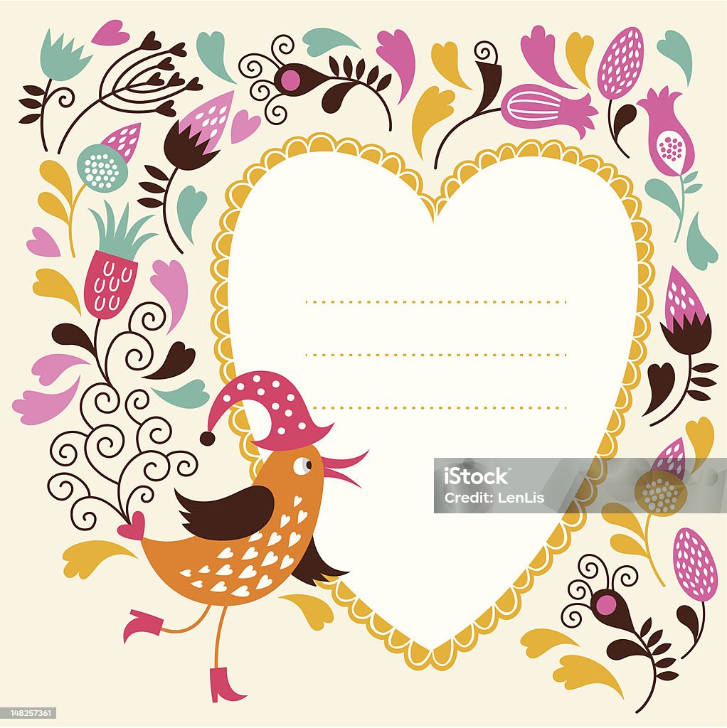 Greeting card Greeting card, cute bird and place for text Bird stock vector