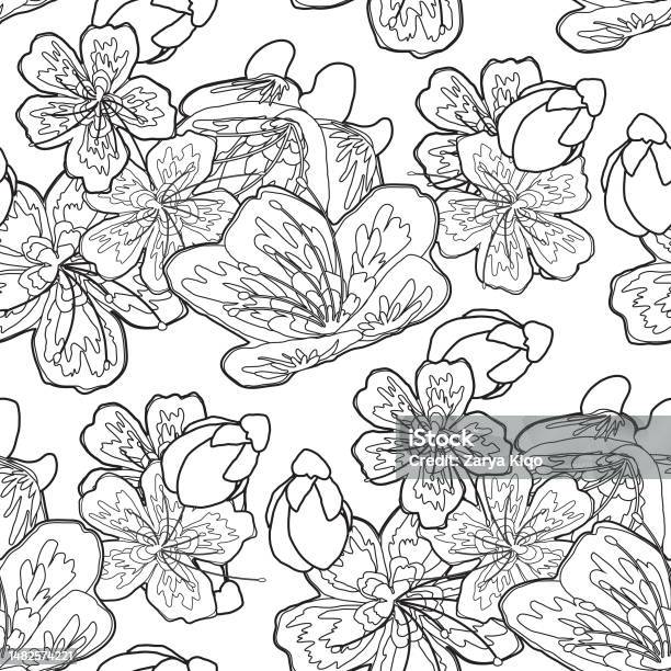 Sakura Pattern Simple Beautiful Sakura Flower Seamless Surface Pattern Design Stock ...