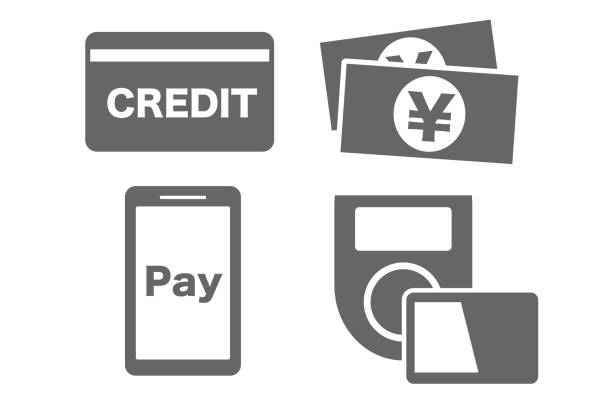 illustrazioni stock, clip art, cartoni animati e icone di tendenza di set di icone di vari metodi di pagamento. - pagamento mobile