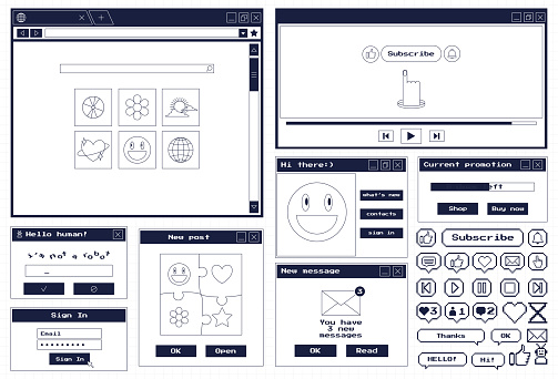 Big Set Of Retro Desktop Browser And Dialog Windows Cute 80s 90s Old ...