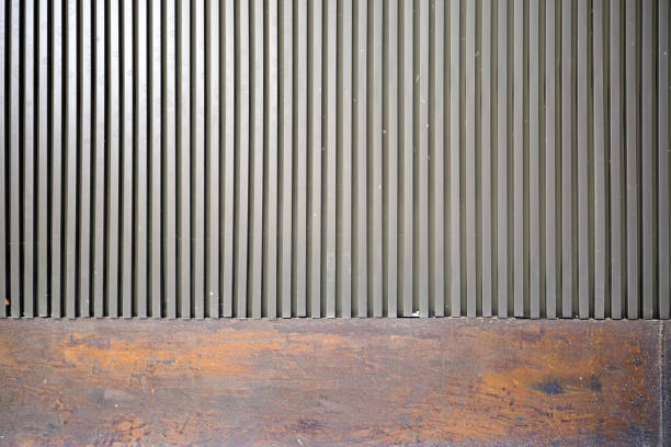 Column metal texture background, steel sheet of metal wall background. Column Wooden wall and wood floor as background Texture.