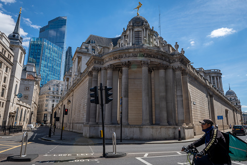 London. UK- 07.29.2020. A street view of the Bank of England building.