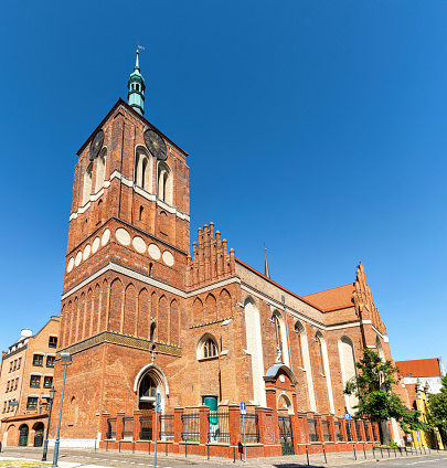 Ancient gothic brick catholic St. John's Church in Gdansk, Poland