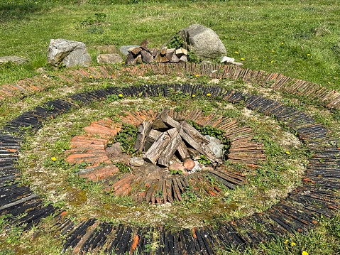 Recreation area with a hearth in the meadow