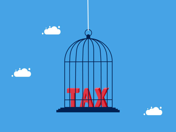 istock Tax control. tax mark is attached to the birdcage. business concept vector 1482601542