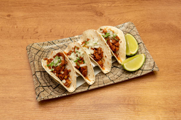 istock Tray of appetizing Mexican tacos del pastor 1482602243