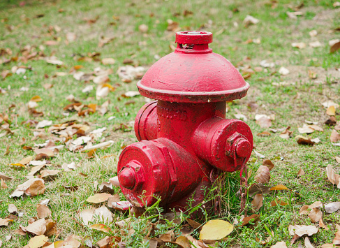 Bright red fire hydrant