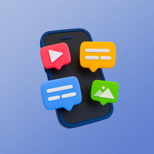 istock 3d minimal communication icon. online social media chatting. online message sending. smartphone with chat icons. 3d illustration. clipping path included. 1482603809