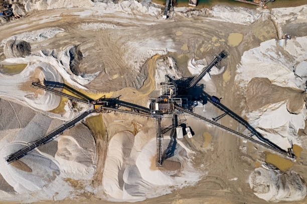istock Top view of crushed stone quarry machine. 1482604108