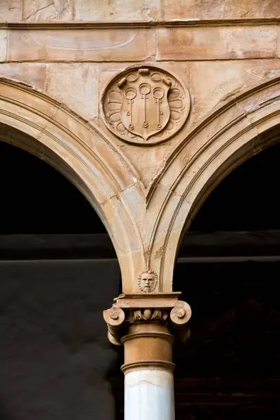 Detail of a column in the cloister of the Convent of San Giovanni Battista in Almagro, Spain
