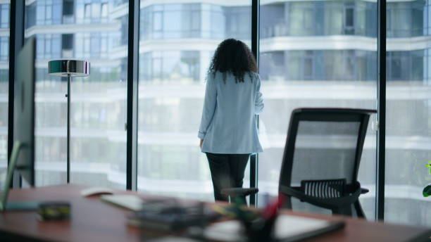 istock Millennial director consider solution at office back view. Worried ceo pondering 1482608869