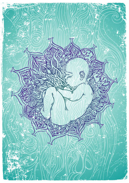 miracle of life - beginnings origins creation molecule stock illustrations