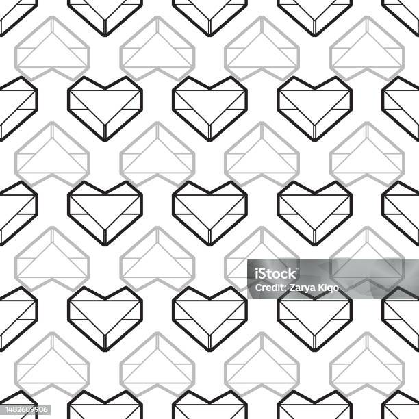 Haer Pattern Drawing Origami Heart Seamless Surface Pattern Design Stock Illustration ...