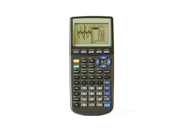istock Advanced graphing calculator showing the graph and the data on the screen 1482613967