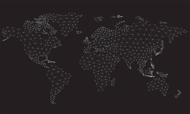 ベクター低ポリゴン世界地図。 - computer icon planet abstract social media点のイラスト素材／クリップアート素材／マンガ素材／アイコン素材