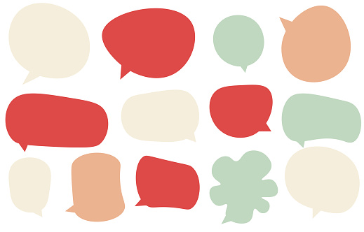 Set christmas speech bubbles on white background. chat box or chat vector square and doodle message or communication icon Cloud speaking for comics and minimal message dialog