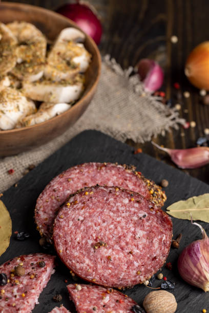 istock Sliced salami using pork meat with spices 1482619310