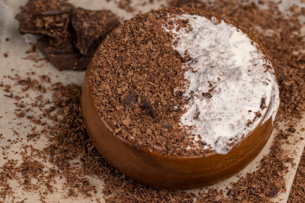 istock Creamy yogurt with chocolate close up 1482619511
