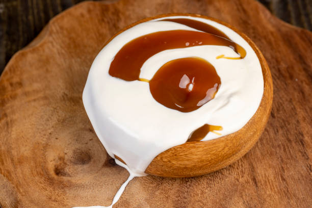 istock Fresh Yogurt with added chocolate for chocolate flavor 1482619790