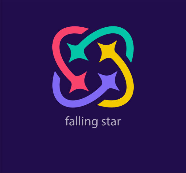 Falling star logo. Unique colors. Creative comet logo template. vector star of david logo stock illustrations