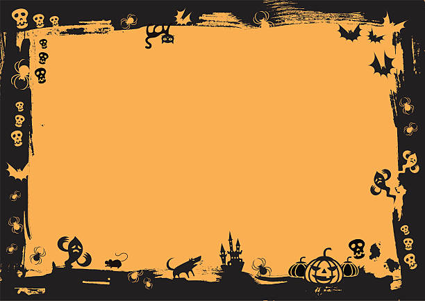 ブラックの国境、ハロウィーン - halloween castle cartoon backgrounds点のイラスト素材／クリップアート素材／マンガ素材／アイコン素材