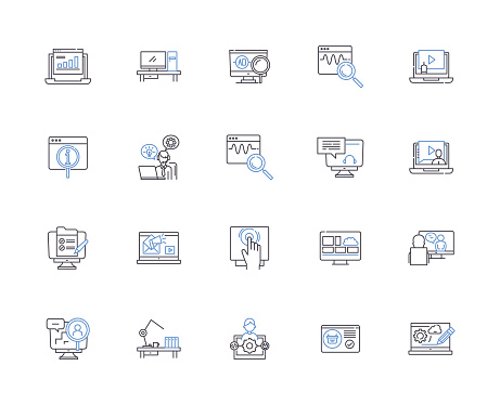Telemarketing line icons collection. Telemarketing, Sales, Calling, Outbound, Inbound, Marketing, Promote vector and linear illustration. Advertise, Services, Products outline signs set