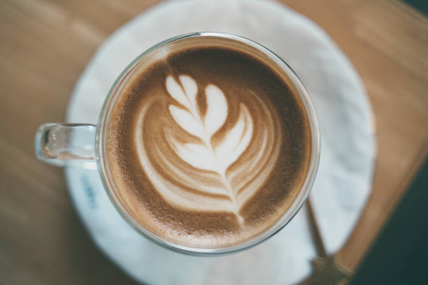 istock Top view and close up of Late art coffee. 1482627770