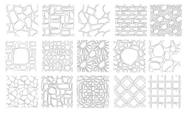 Vector illustration of Hand drawing seamless patterns of street pavement