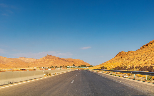 A Highway in the Region of Gafsa, Tunisia.