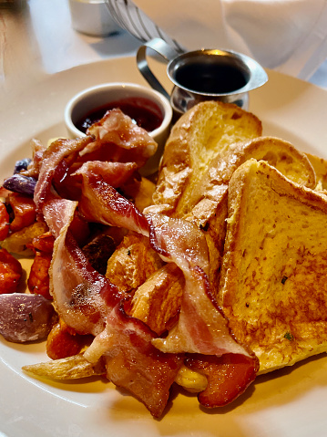 French Toast with Bacon, condiments background