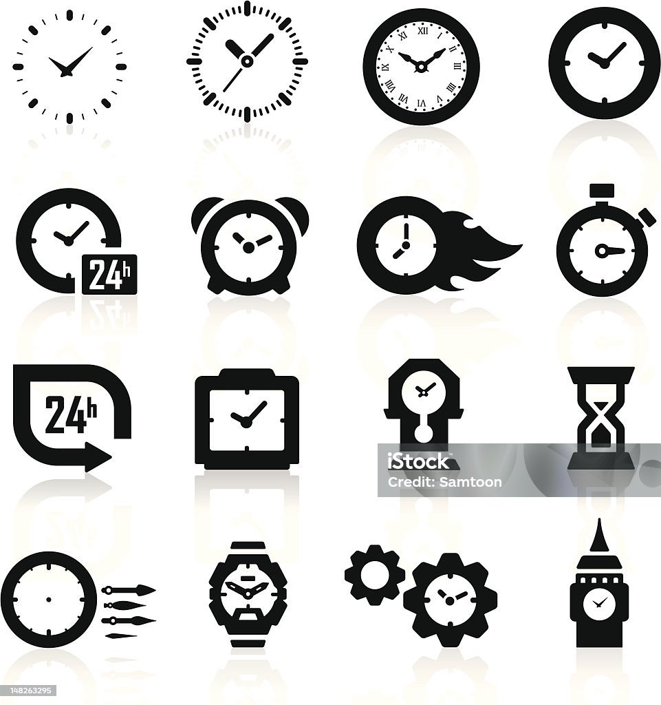 Zegar ikony - Grafika wektorowa royalty-free (Bez ludzi)