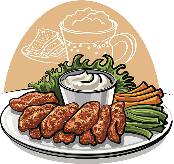 ilustrações, clipart, desenhos animados e ícones de asas de frango frito - restaurant chicken roasted spit roasted