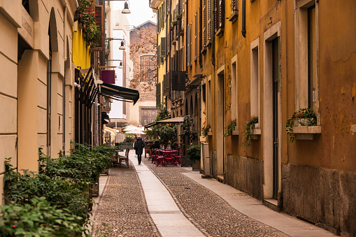 streets views inside Milan downtown during the Christmas season