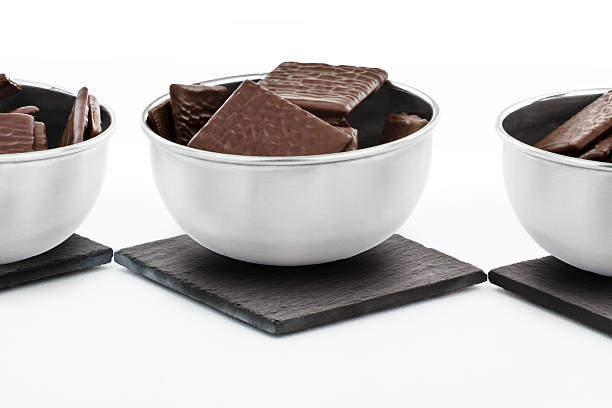 Three Bowls of Chocolate stock photo