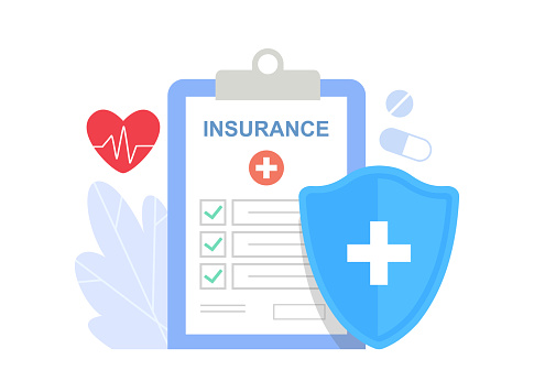 Medical insurance concept. Healthcare and medical service. Vector illustration isolated on white background.