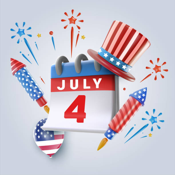 istock 4th july calendar with holiday elements. Festive art object for usa independence day. American national celebration design. Bright vector 3d cartoon illustration in minimal realistic style. 1482640591