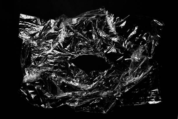 istock Transparent plastic polyethylene cover film wrinkled texture mock up 1482645239