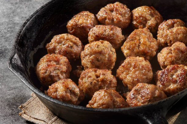 Juicy PORK Meatballs stock photo