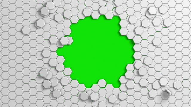 Abstract geometry background of hexagon pattern destroy