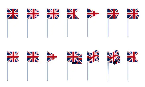 Vector illustration of British UK flag London english great britain national union set. Vector graphic design element illustration