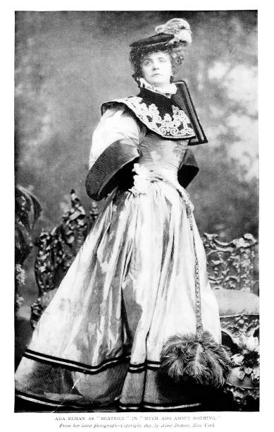 illustrations, cliparts, dessins animés et icônes de ada rehan photo portrait, actrice américaine, 19ème siècle - women white caucasian image created 19th century