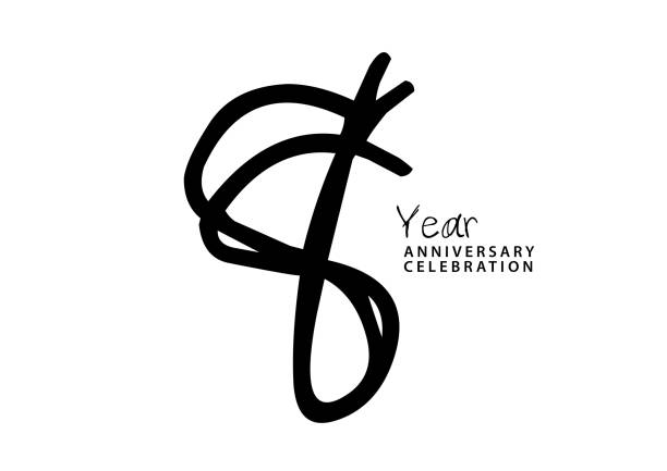 istock 8 year anniversary celebration black color logotype vector, 8 number design, 8th Birthday invitation, anniversary logo template, logo number design vector, calligraphy font, typography logo 1482664874