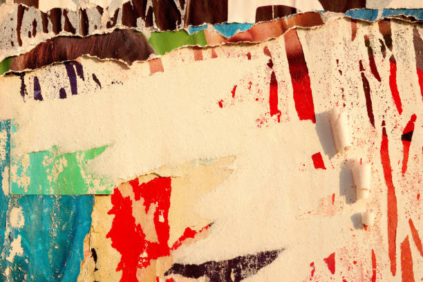 istock Old ripped torn grunge posters and backgrounds creased crumpled paper backdrop surface placard stock photo 1482665011