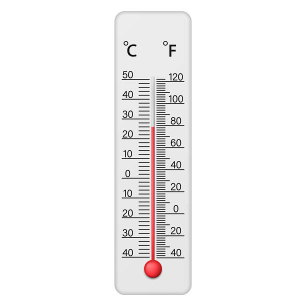 illustrations, cliparts, dessins animés et icônes de thermomètre météorologique fahrenheit et celsius pour mesurer la température de l’air. illustration vectorielle. - thermometer