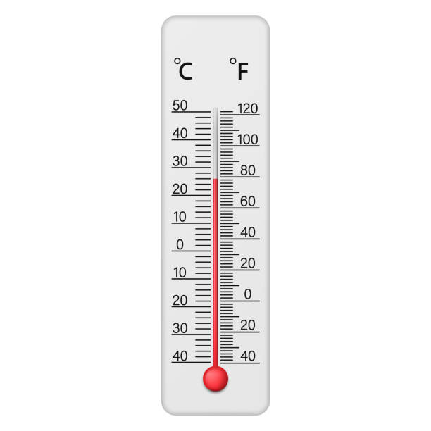 ilustrações de stock, clip art, desenhos animados e ícones de meteorological thermometer fahrenheit and celsius for measuring air temperature. vector illustration. - celsius