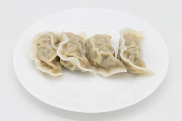 istock Simple Korean Mandu Dumplings on a White Plate 1482667742