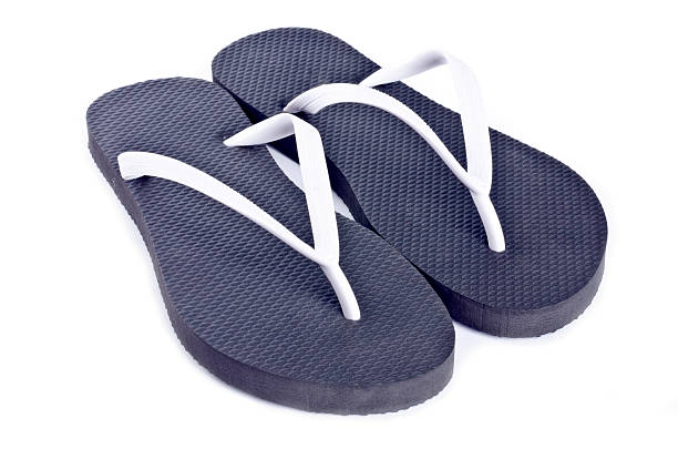 istock Pair of Black and White Flip Flop 148267263
