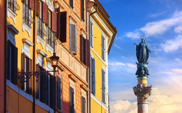 Rome, Italy. Column of Immaculate Conception and facade