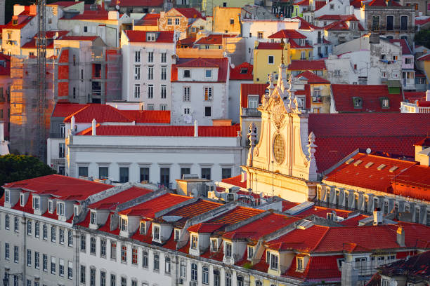 Lisbon, Portugal. Red roofs of buildings Alfama stock photo